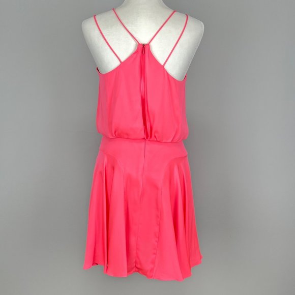 Milly Womens Stretch Silk Crepe Mini Tank Dress Pink Coral Sleeveless size 2 - Picture 6 of 14